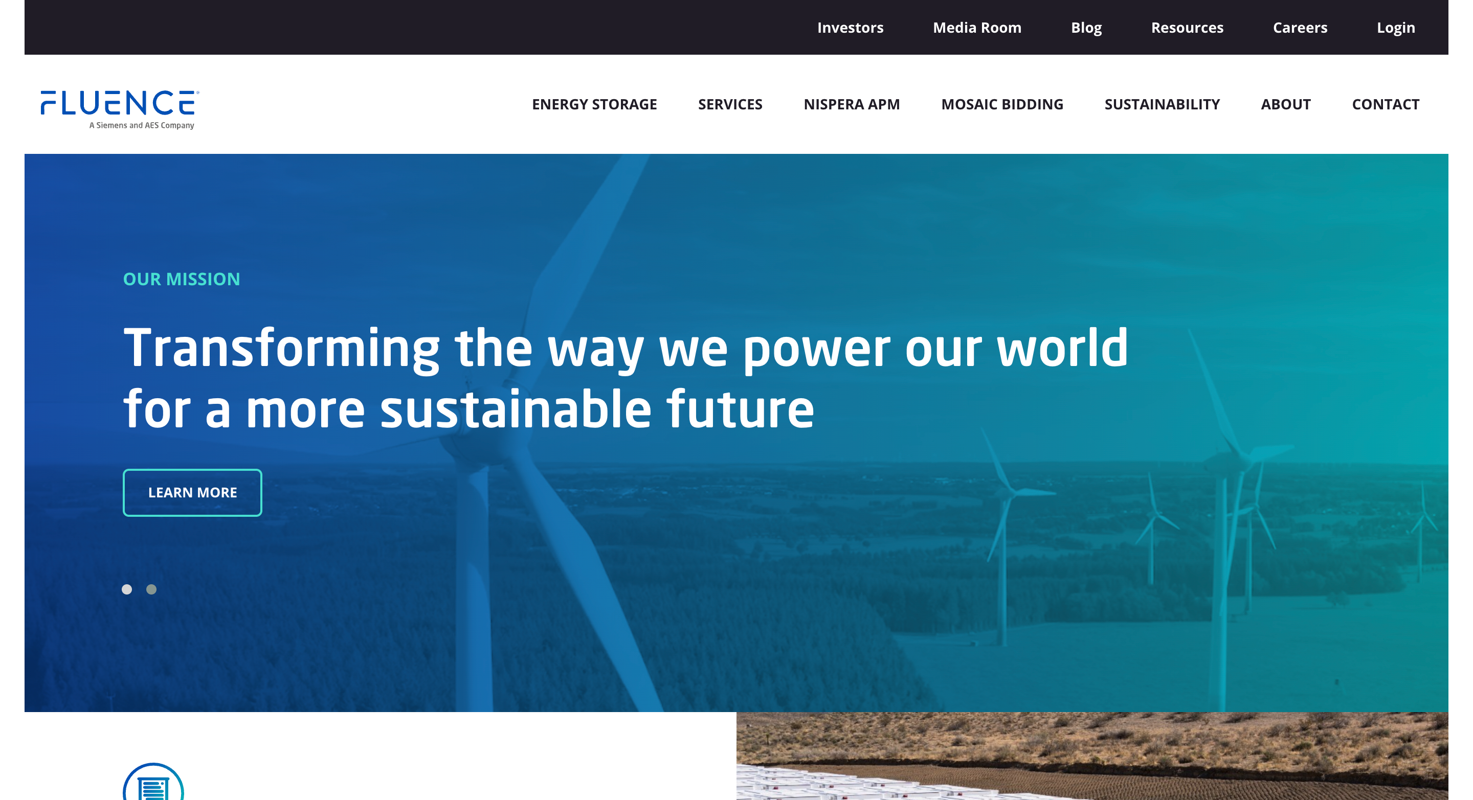 preview of Fluence website