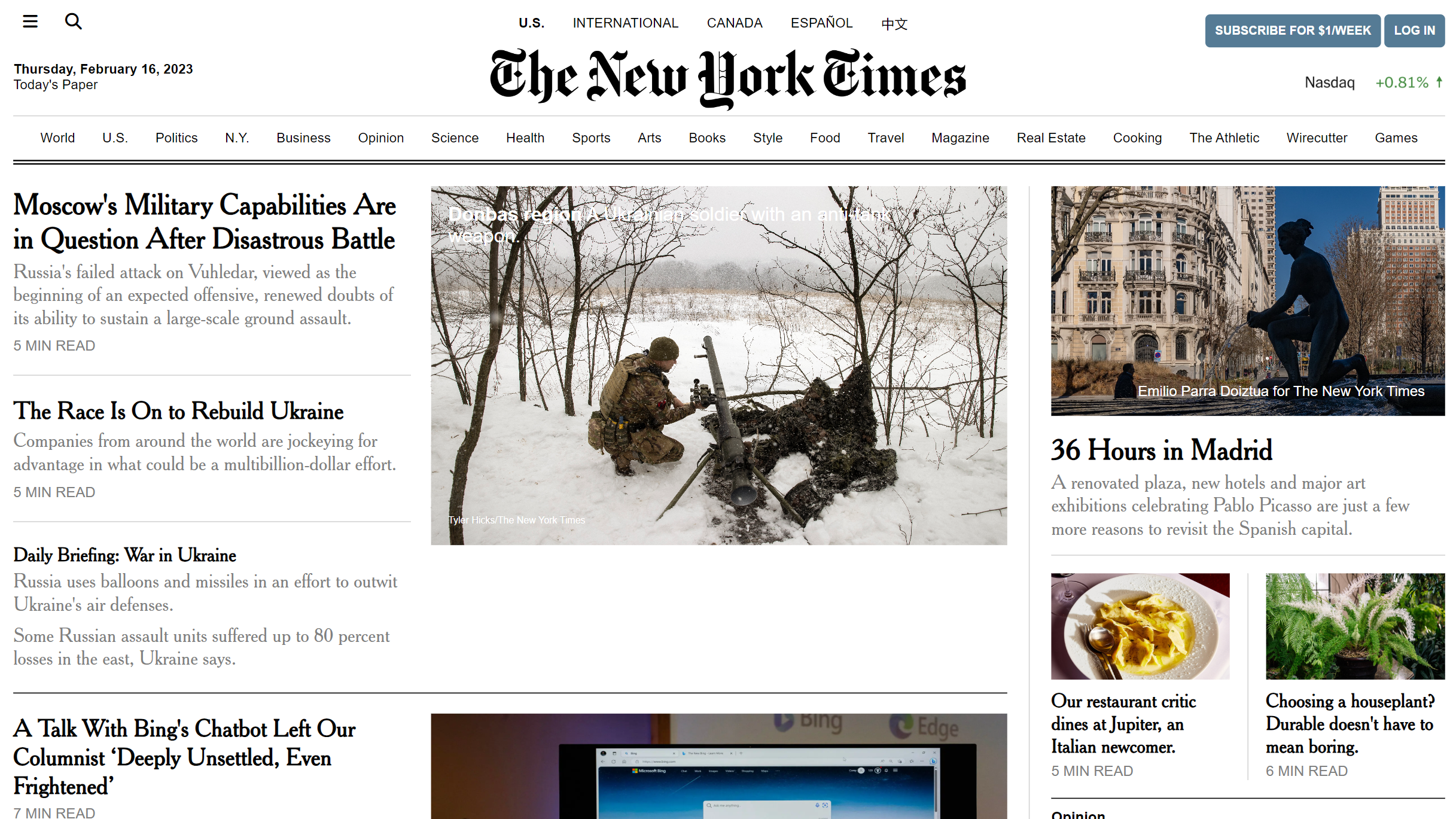 preview of NYT website